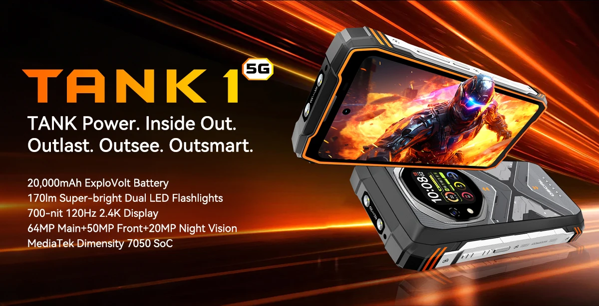 【World premiere】Blackview Oscal TANK 1 Rugged SmartPhone 5G MediaTek Dimensity 7050 6.78" 2.4K 120Hz Display 20000mAh NFC 64MP