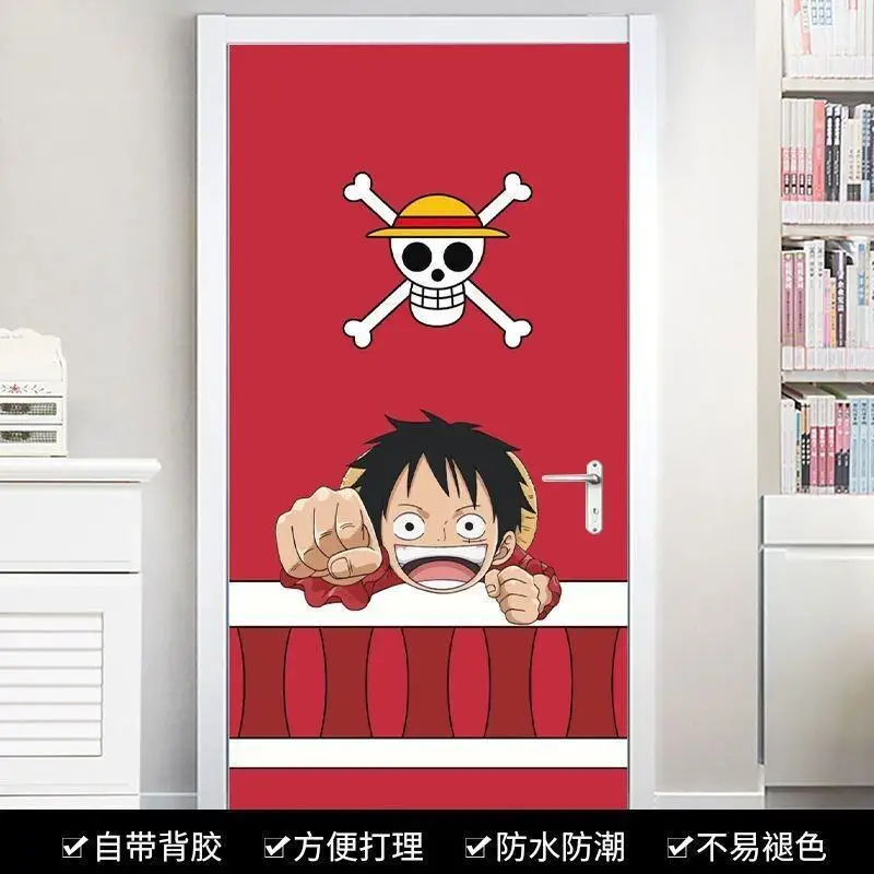 Pegatina Decorativa de Anime para Puerta, Adhesivo de Doble Cara para Dormitorio, Renovación de Puertas de Madera, Cubre Imperfecciones, Nuevo