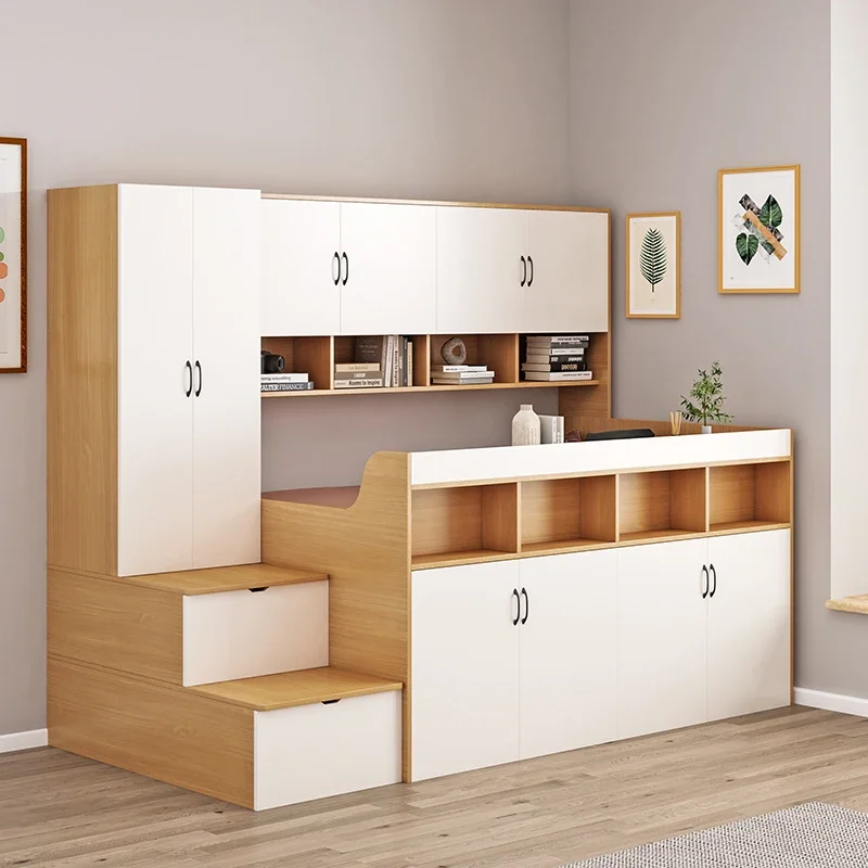 Small apartment children's half-height bed multi-functional storage tatami bed wardrobe desk integrated combination