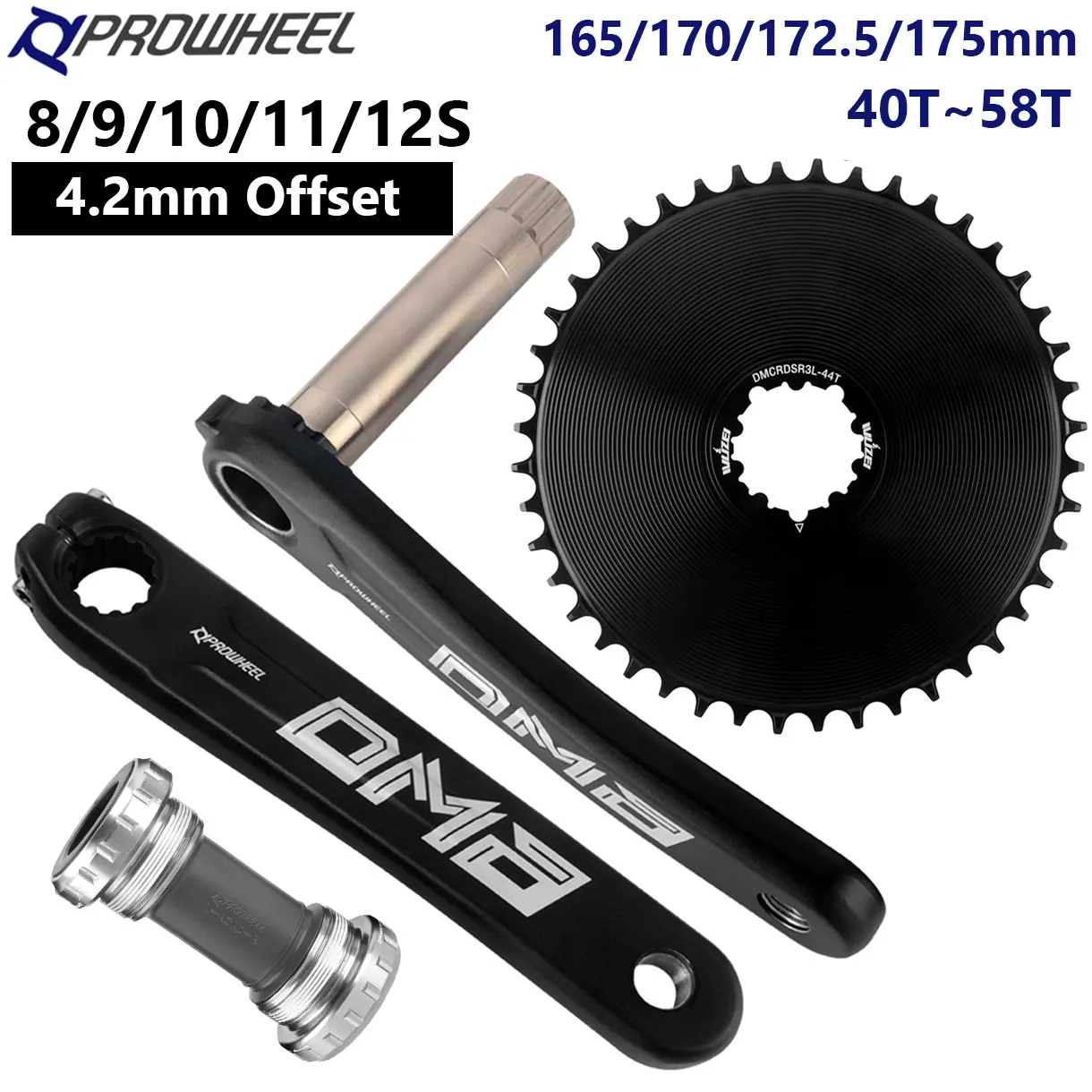 AliExpress NONE Prowheel 3 Bolts Direct Mount Crankset 170 172.5 175mm Road Cranks 40 42 44 46 58T Narrow Wide Gravel Chainring BB68 for SRAM