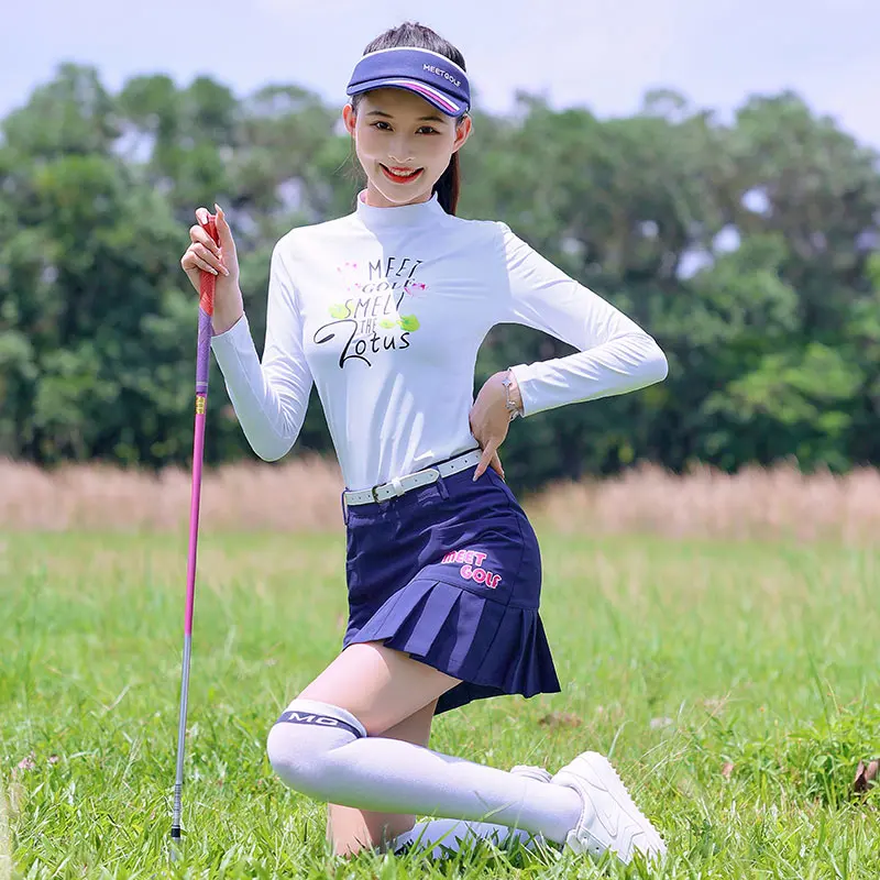 Spring Apparel Set Women Long Sleeve Tops Shirt Golf Tennis Wear Lady Slim Fit Anti-Sweat Siamese Skirt Fall Suit MG Clothing