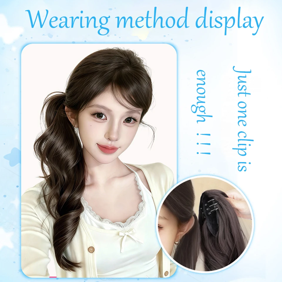 Curly Clip In Hair Ponytail Extensions Synthetic Wig Hairpiece with Crab Hair Clip for Women Halloween Christmas Party Cosplay view 4