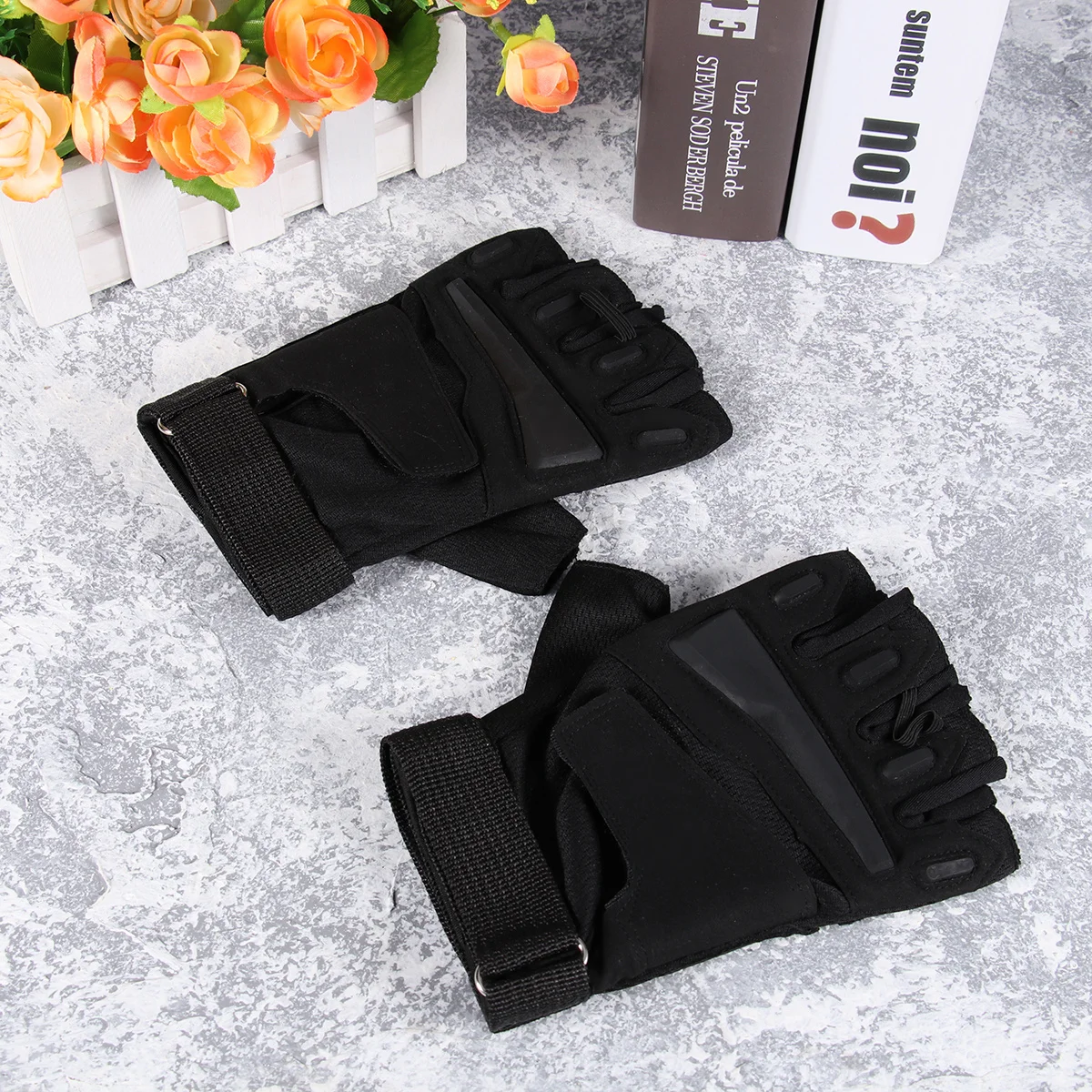 Guantes de ciclismo de medio dedo negro L a prueba de golpes transpirables antideslizantes guantes de bicicleta para hombres mujeres verano deportes al aire libre montar