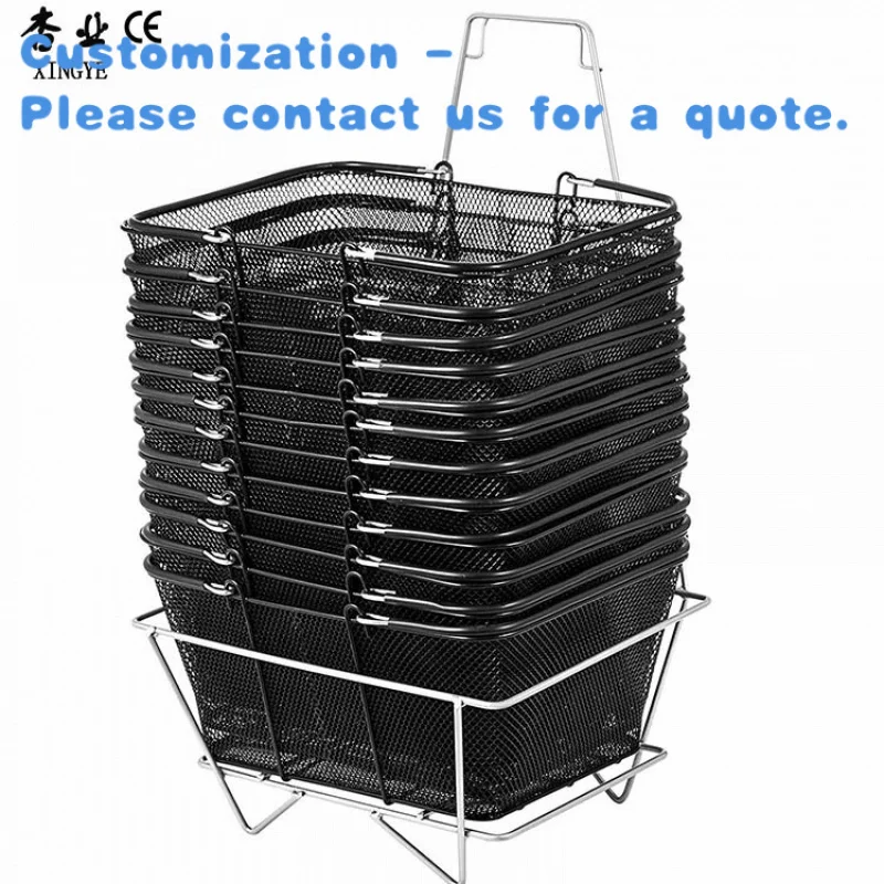 

custom.Factory Custom Size Color Retail Black Metal Wire Mesh Shopping Basket Fish Hook