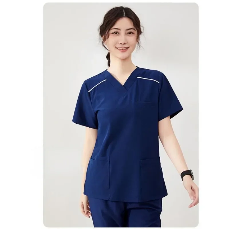 Nuevo conjunto de exfoliante médico deportivo de secado rápido, uniformes de enfermera anestesista, uniforme elástico con parte superior y pantalón para médico