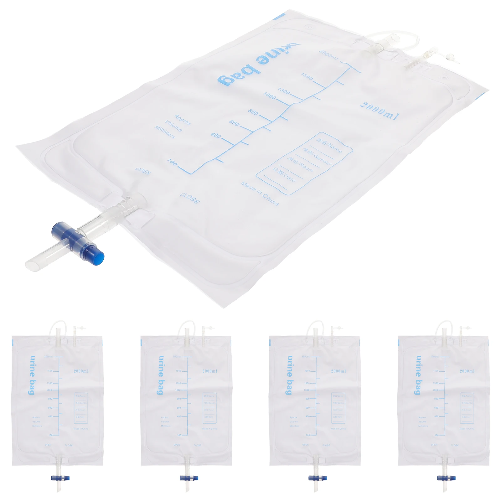 

5Pcs Disposable Urinary Bags Liquid Storage Unisex Portable PE Urine Collection Patients Nursing Drainage
