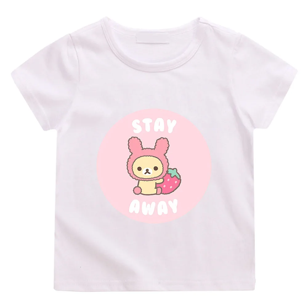 Rilakkuma Girls T-Shirt Kwaiii Cute Graphic Print Cartoon Short Sleeve Tshirt for Kids Fashion Trend Boys Unisex Clothes Y2k