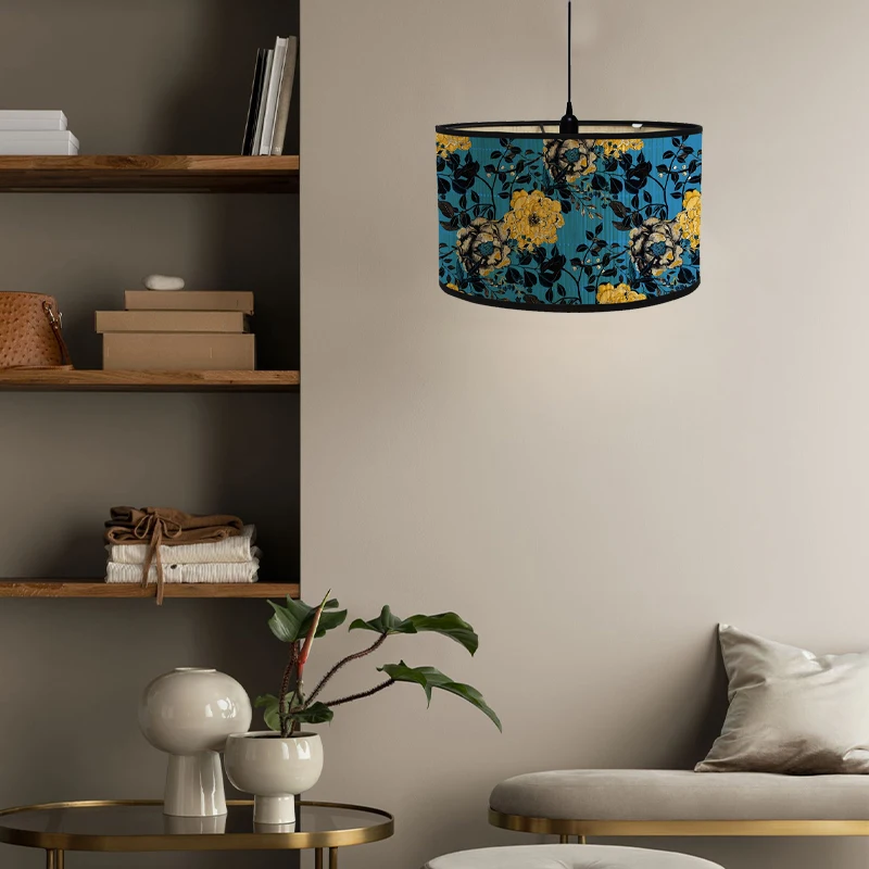 Paralume in bambù stampato lampadario Vintage copertura della luce a sospensione supporto notturno Decor Light lampada da tavolo lampada a