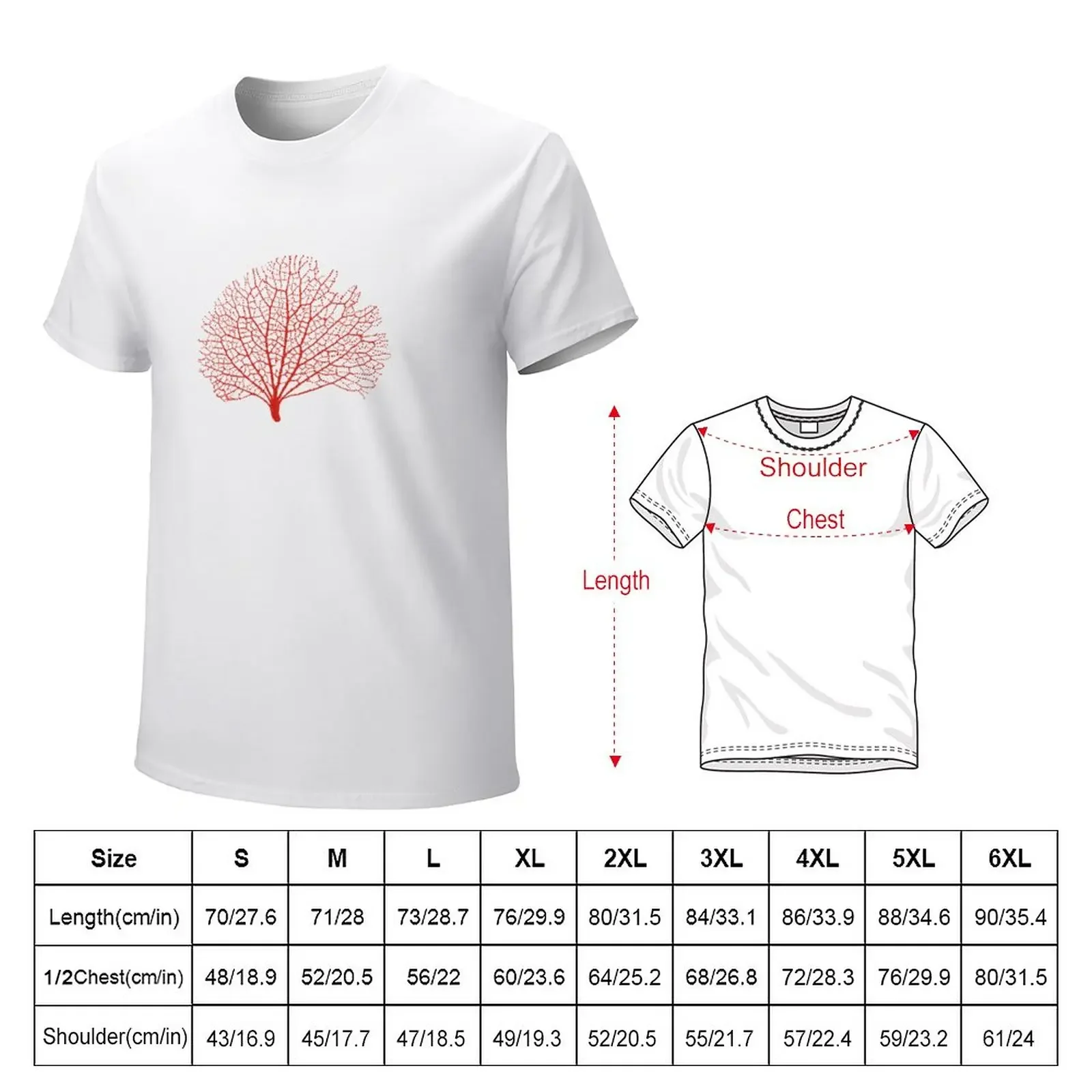 red sea fan coral silhouette T-Shirt new edition aesthetic clothes cute clothes heavy weight t shirts for men