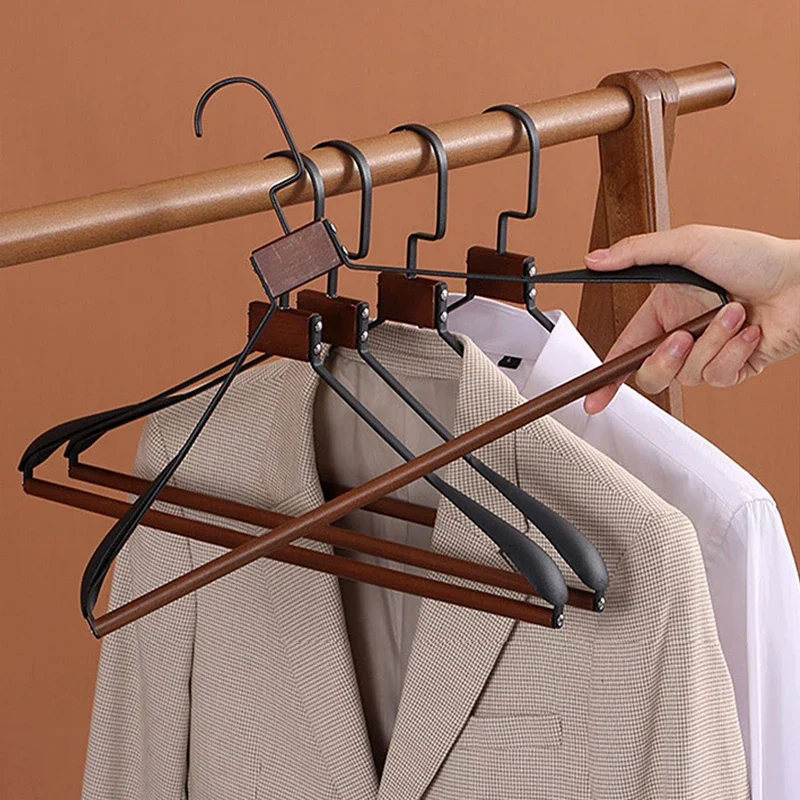 Metal wooden coat hanger luxury beech Iron Wide shoulder coat Suit holder Wardrobe closet display clothes hanger organizer