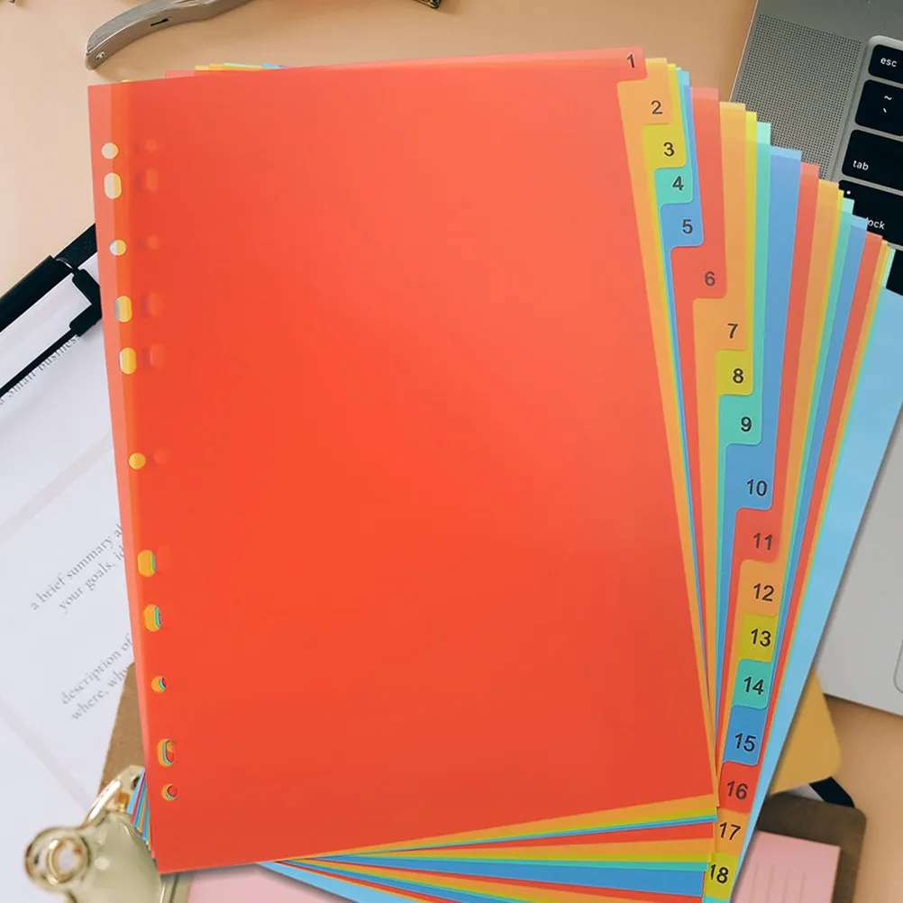 

2Sets A4 11-Hole Index Dividers Plastic Binder Tabs Fast File Sorting Binder Separators Office School Supplies Folder Dividers