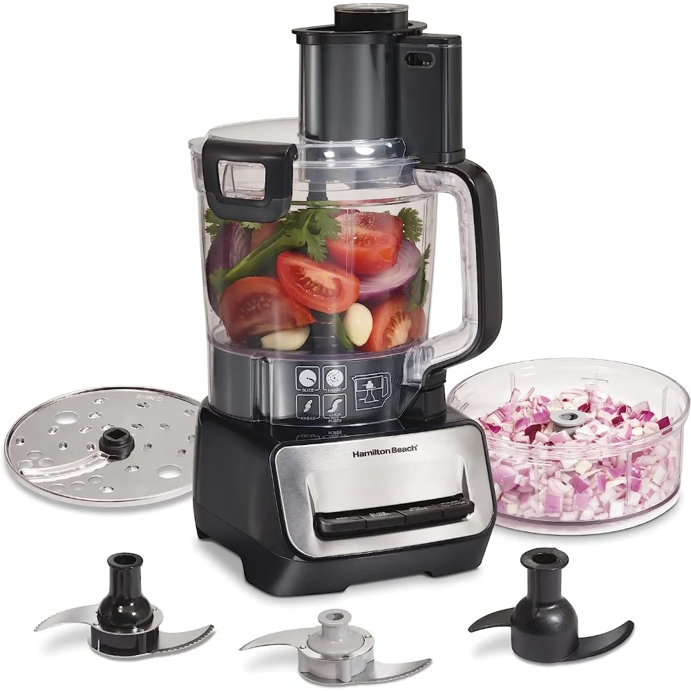 

Food Processor and Vegetable Chopper, BPA Free, Stainless Steel Blades, 14 Cup + 4-Cup Mini Bowls, 3-Speed 500 Watt Motor