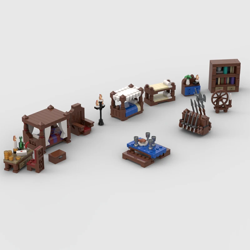 Medieval Castle Model MOC Building Bricks Castle Accessories Modular Technology Children Holiday Gifts Assemble Toys Suit