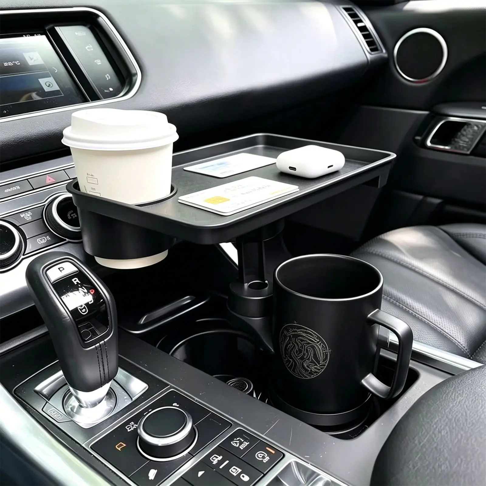 360 ° Drehbarer Auto-Getränkehalter mit Verstellbarem Esstisch, Telefonständer & Getränkehalter, Rutschfest, Universell Passend für die Meisten Fahrzeuge – Detail 6