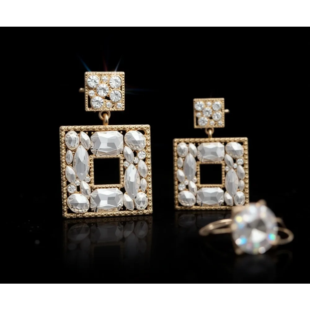 

Серьги-подвески с квадратными кристаллами и стразами, гипоаллергенные, для вечеринок, для женщин