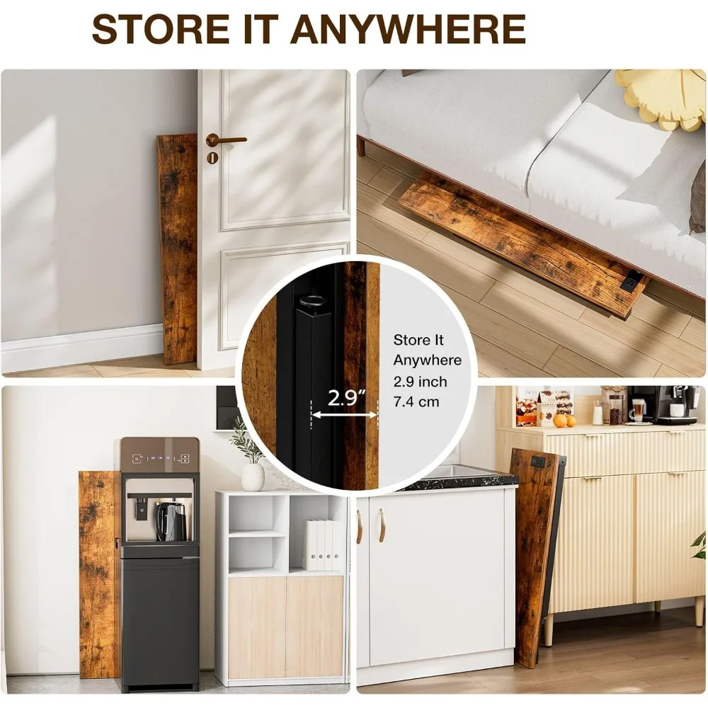 طاولة كمبيوتر صغيرة قابلة للطي TEMI - بدون تجميع، مكتب مدمج قابل للطي 35.8 مع منافذ طاقة ومنفذ شحن USB، محمول #6