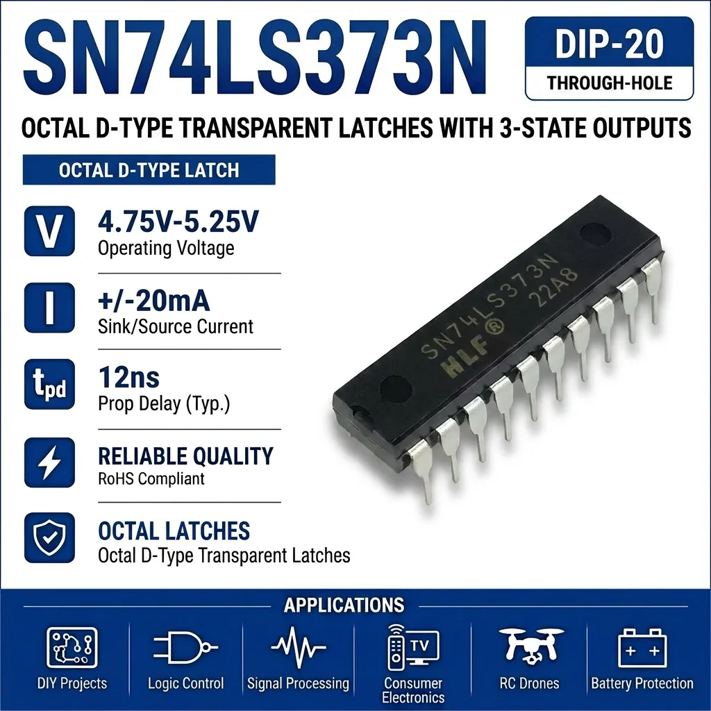 

(20 pcs) SN74LS373N DIP-20 SN74LS373 Octal Transparent Latch with 3-State Outputs