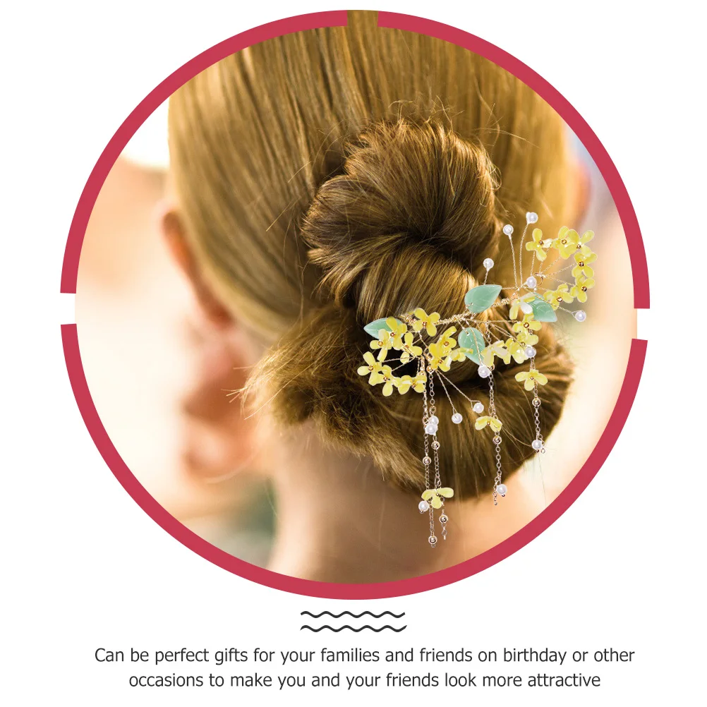 

Tassel Flower Chinese Fork Stick Women Strong Hold Non-Slip Accessories Hairpins For Long Styling Portable Hair Forks Hair