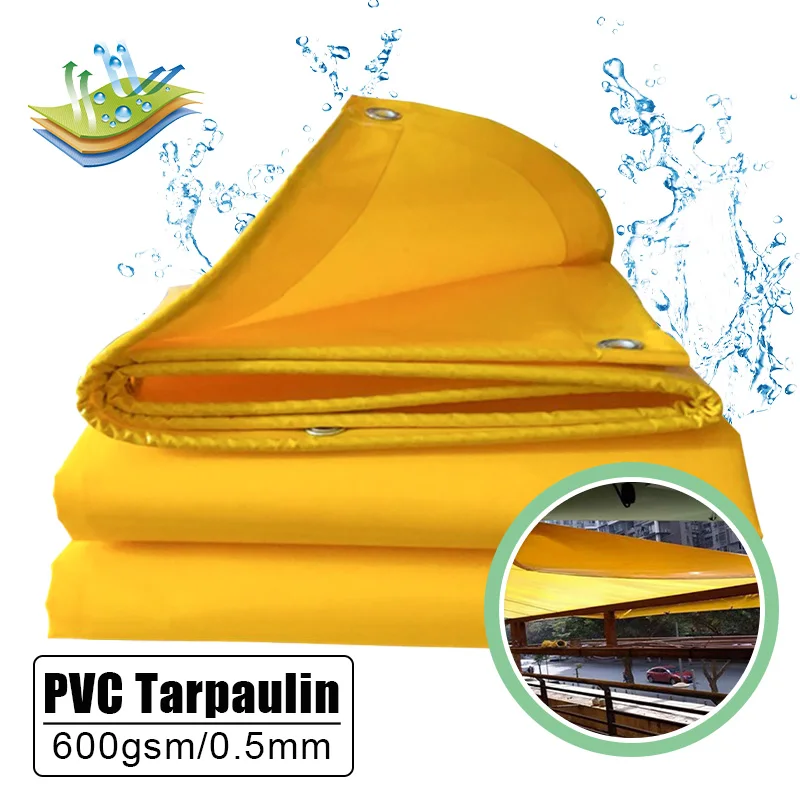 0.5mm 600gsm Customizable PVC Tarpaulin Waterproof Tarp Cover Canopy Awning Rainproof Planting Courtyard Gazebo Balcony Pavilion