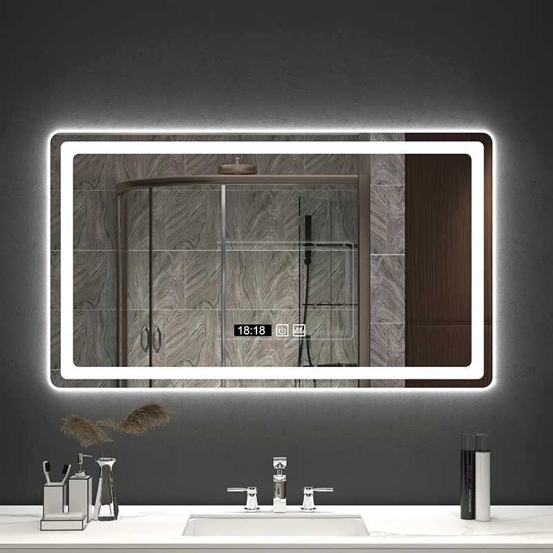 Bathroom mirror LED bathroom mirror with light hanging on the wall toilet luminous mirror anti fog hand washing intelligent