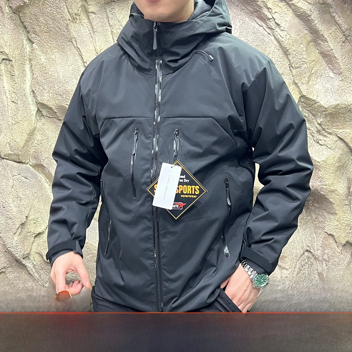 

Alfa Climbing Series Waterproof Windproof Cotton Jaet Youth Faion Stand Fit Long Sve Hooded Coat Men's Women's