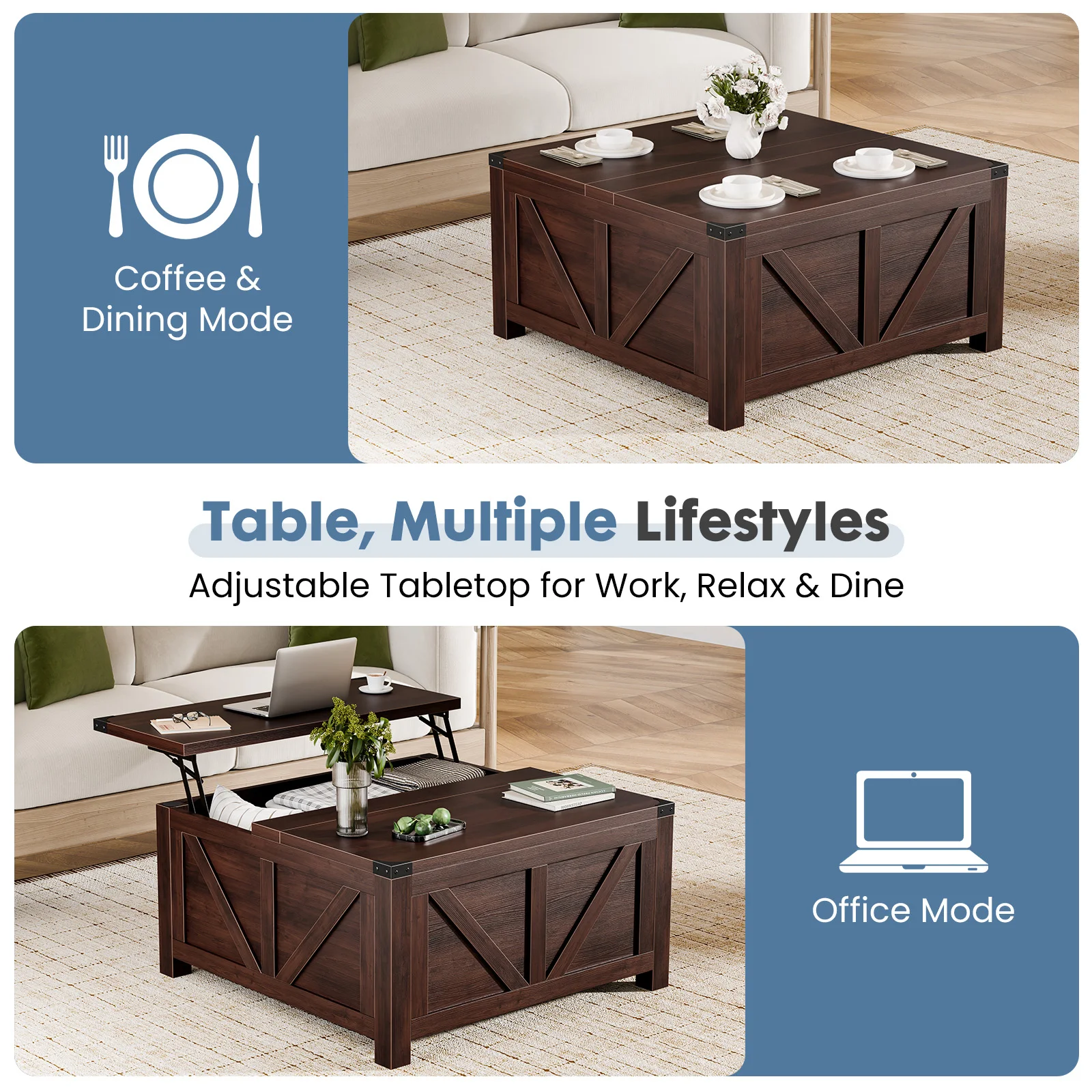 Mesa de Café JHK 35.6IN com Ta - Office Furniture Outlet avaliação e preço
