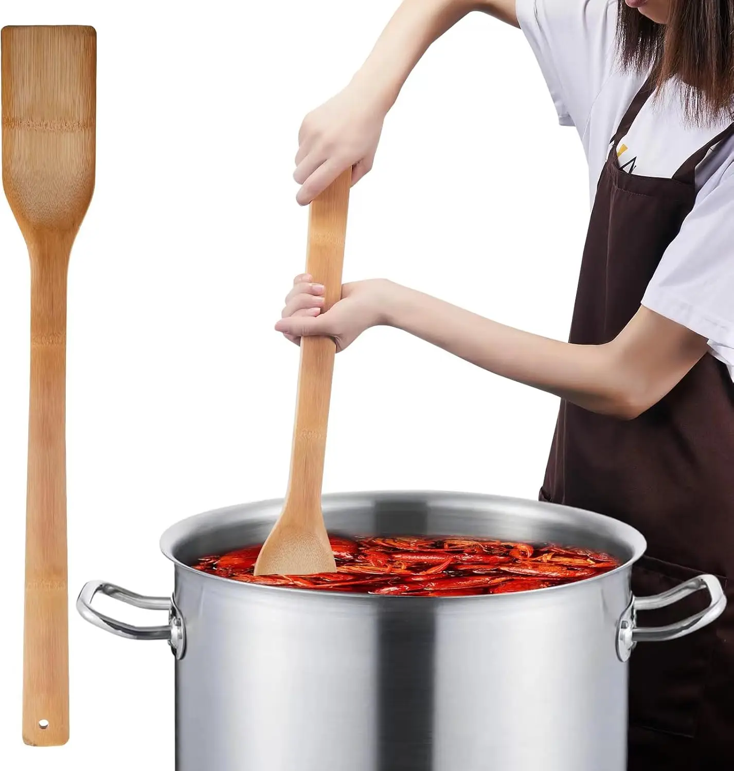 Cucharas de Bambú de 24 Pulgadas con Mango Largo, Palitos de Madera Extra Anchos para Cocinar Cangrejos Cajun y Mariscos, Utensilio de Cocina