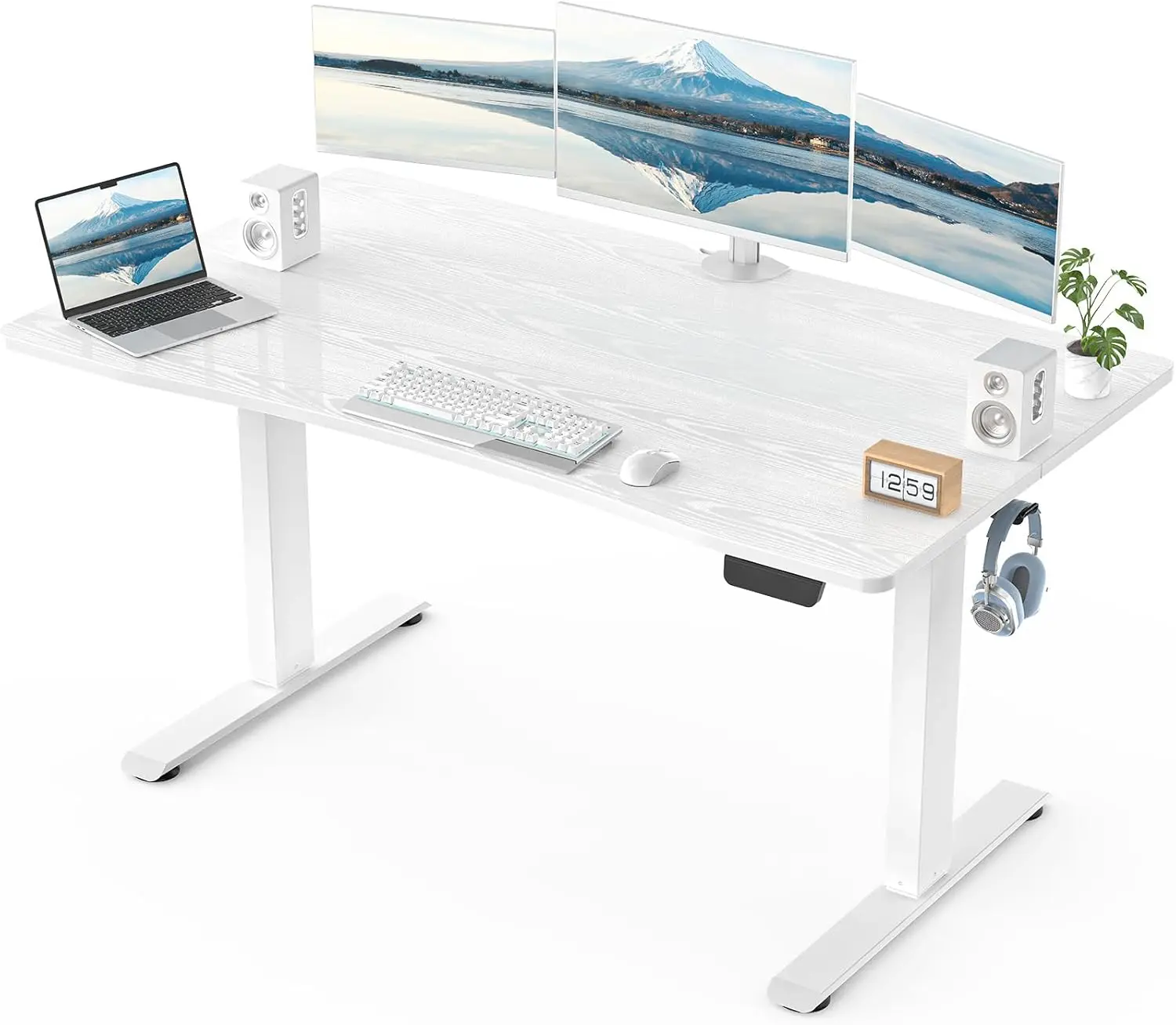 

55 x 28 Inch Adjustable Electric Standing Desk, White Home Office Desk for Work, Study, Gaming