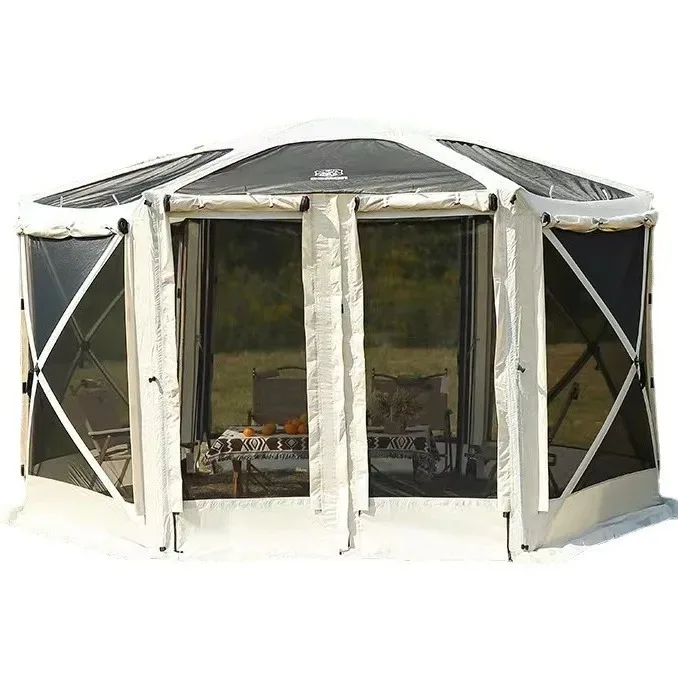 

full set of hexagonal tents, large yurt, camping tent mesh yarn, outdoor automatic sunshade tent