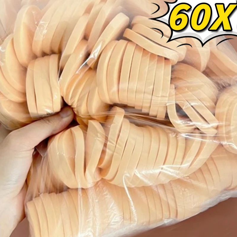 60PCS Cosmetic Powder Puffs Makeup Sponge Face Cleaning Sponges Soft Makeup Dry and Wet Dual Use Foundation Puffs Beauty Tools