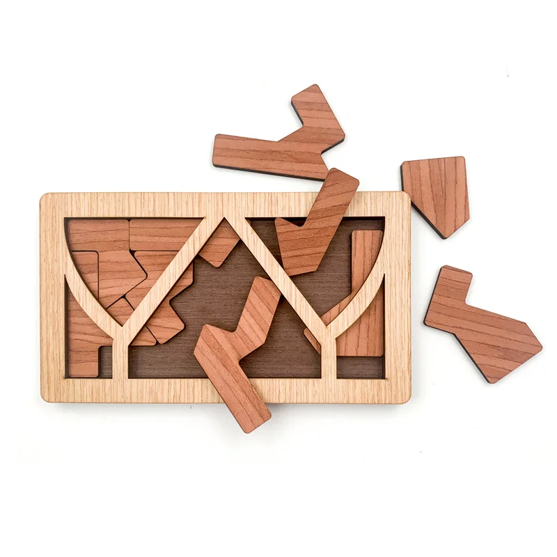 لعبة ألغاز Tangram الخشبية ذات الطلب الجديد للذكاء والذكاء العقلية للبالغين