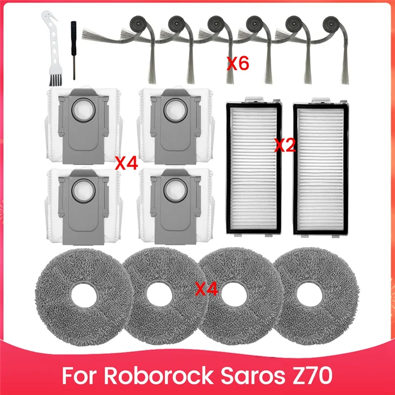 A66T-для Roborock Saros Z70, робот-пылесос, боковая щетка, фильтр Hepa, швабра, тканевые мешки для пыли, комплект аксессуаров