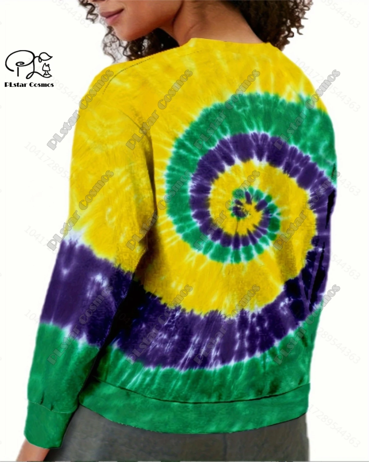 PLstar Cosmos-Sudadera con estampado 3D para mujer, ropa de diario, Retro, Carnaval, verde púrpura y dorado, Tie Dye, nueva colección informal