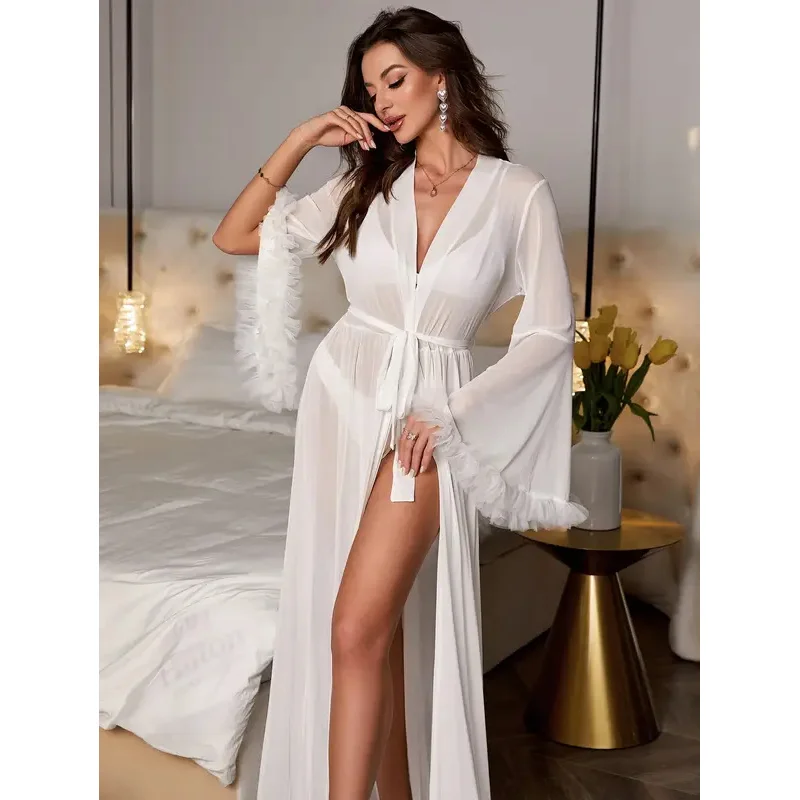 

Sexy See-through Lace Sleepwear 2026 New Style Leisure Home Sleep Robe Use Comfortable Polyester Fabric Four Seasons universal