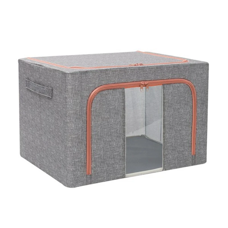 Foldable Storage Box With Lid Collapsible Clothes Socks Toy Sundries Organizer Cosmetics Dark Gray