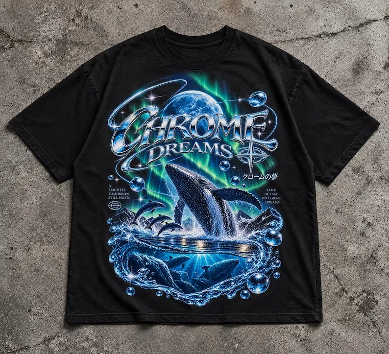 Frutiger Aero Aurora Graphic Tee, Y2K Cyber Nature Streetwear Shirt