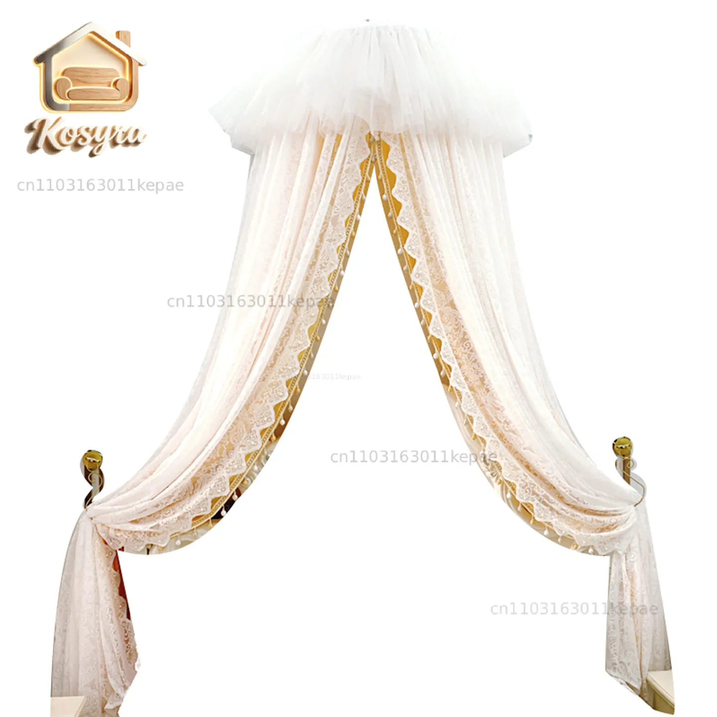 Princess-style headboard sheer curtains, Xiaoxin Qing lace curtains, gauze curtains, homestay beauty bed
