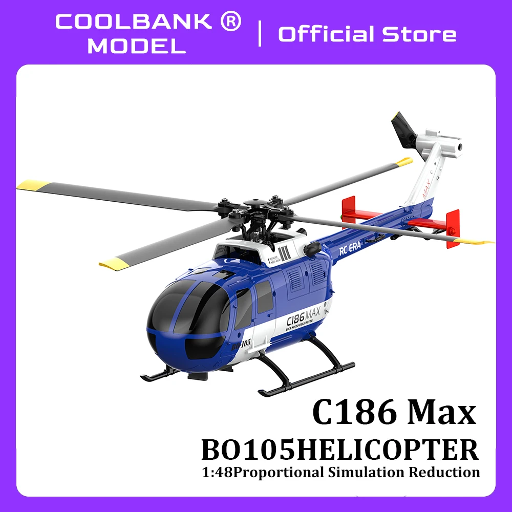 Coolbank C186 Max RC Helicopter BO105 4CH Remote Control Airplane Single Paddle 6-axis Gyro Stabilization Helicopter model Toys