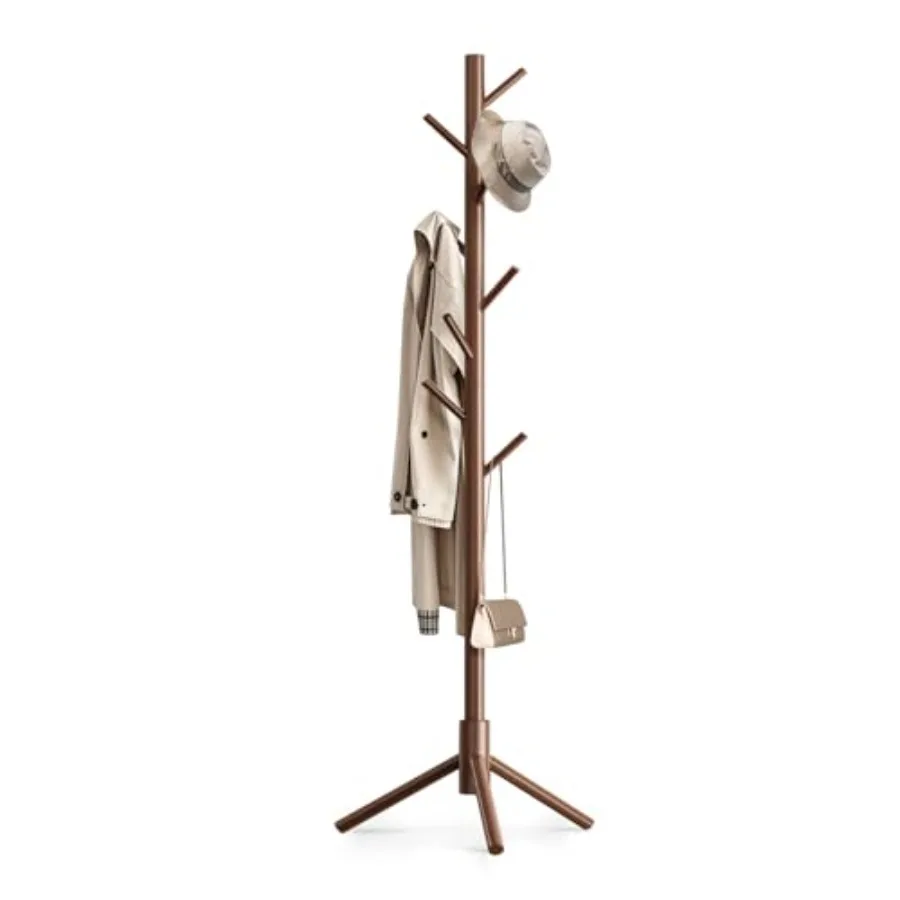 

Wooden Coat Rack Freestanding with 8 HooksEasy Assembly New Zealand Pine Tree Coat Racks 3 Adjustable Sizes for Clothes Hats Ba