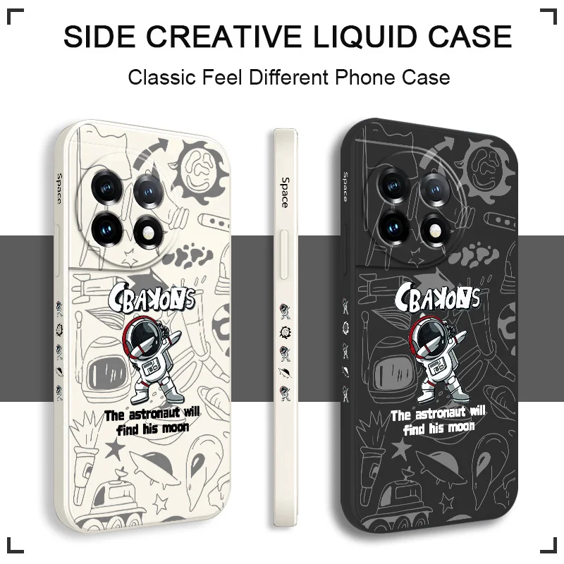 Graffiti Astronaut Phone Case For Oneplus 13 13R 12 12R 11 10  10T 9R  9 8T 8 7T Pro 5G Liquid Silicone Cover