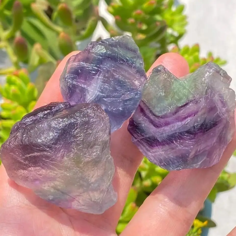 Natural Multicolor Fluorite Raw Stone Crystal Minerals Landscape Rock Specimens Energy Decorative Irregular Shape Collec