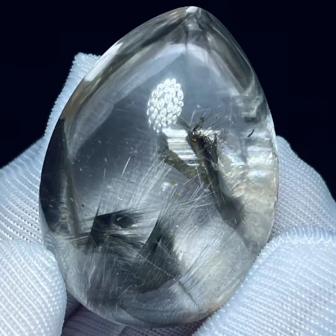 

Natural Brookite Platinum Black Rutilated Quartz Pendant 32*23*18mm Water Drop Women Men Jewelry Fashion AAAAAA
