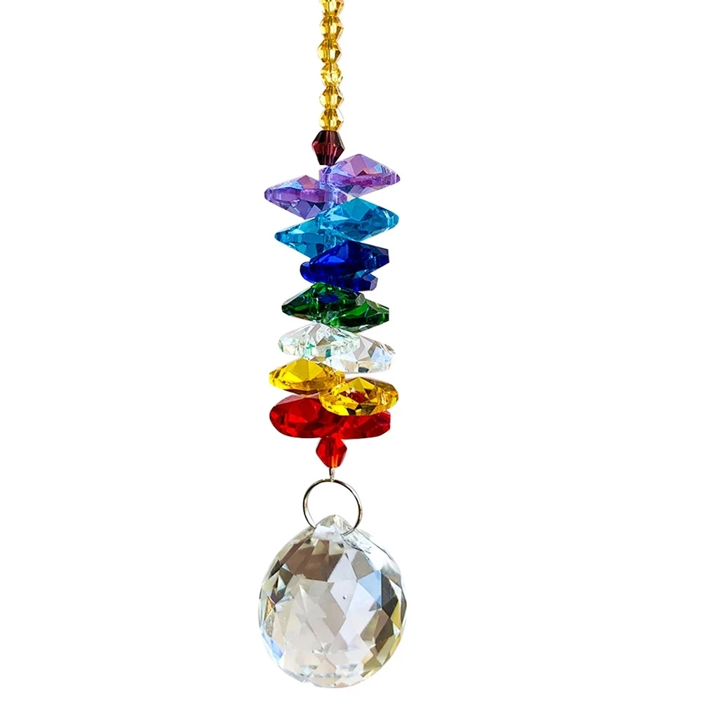 

Garland Chakra Crystal Bead Chain Car Hanging Pendant Prism Suncatcher Crystal Ball Drop Rainbow Chaser DIY Wedding Decoration