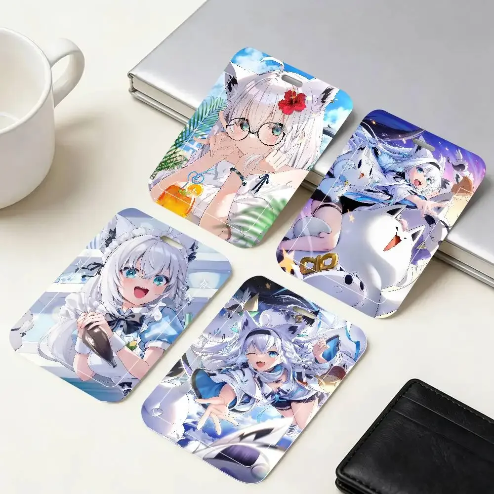 Shirakami Fubuki CUTE Anime Girl Hololive ID Card Holder Neck Strap Pendant Door Badge Holder