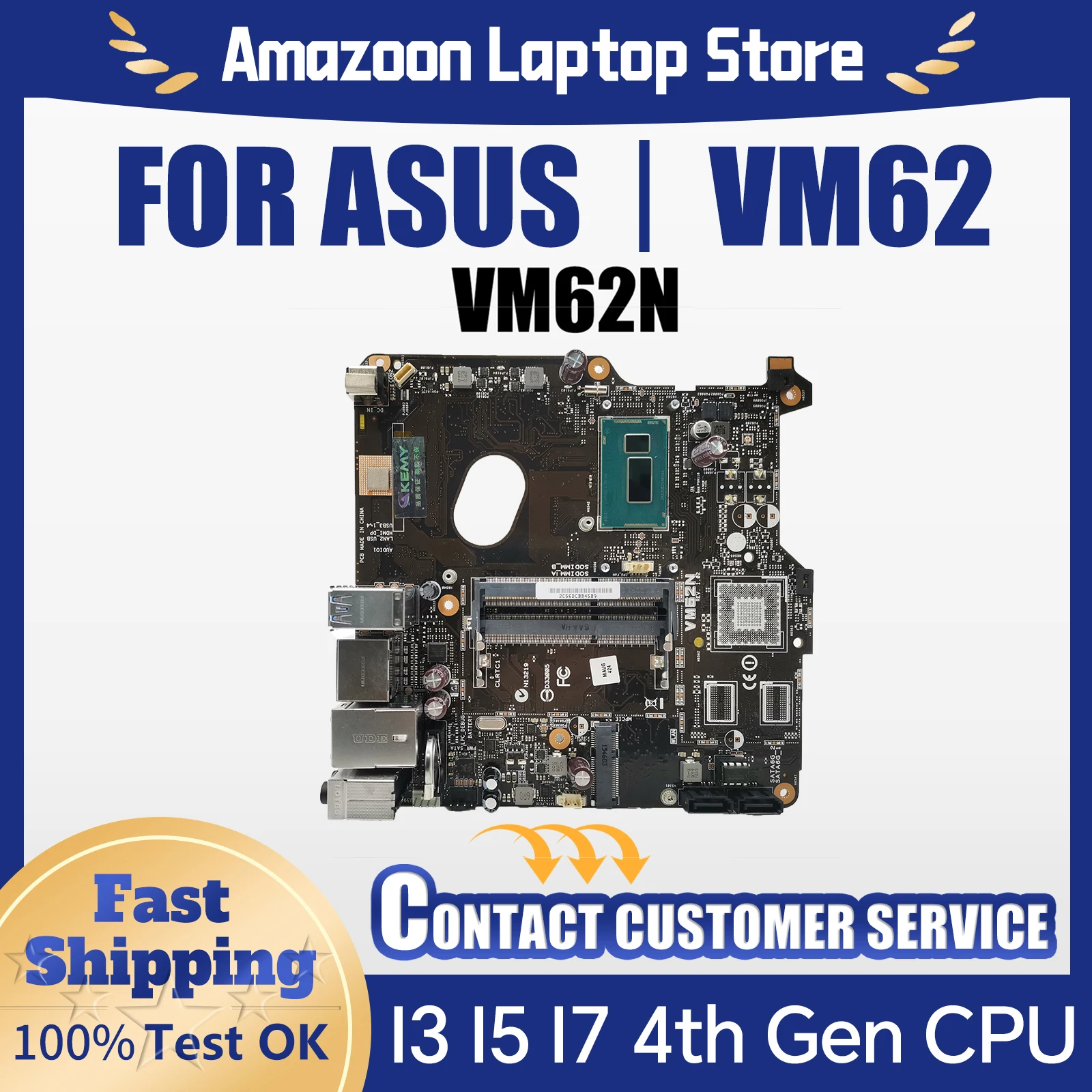 Mainboard For ASUS VivoPC VM62 VM62N Home Mini Computer Motherboard i3 i5 i7 UMA DDR3L MAIN BOARD TEST OK