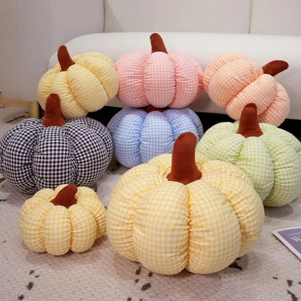 Set di cuscini di zucca autunnali accoglienti in peluche arancione per decorazioni di Halloween Cuscini di peluche per divano camera da letto Sherpa morbido per l'autunno