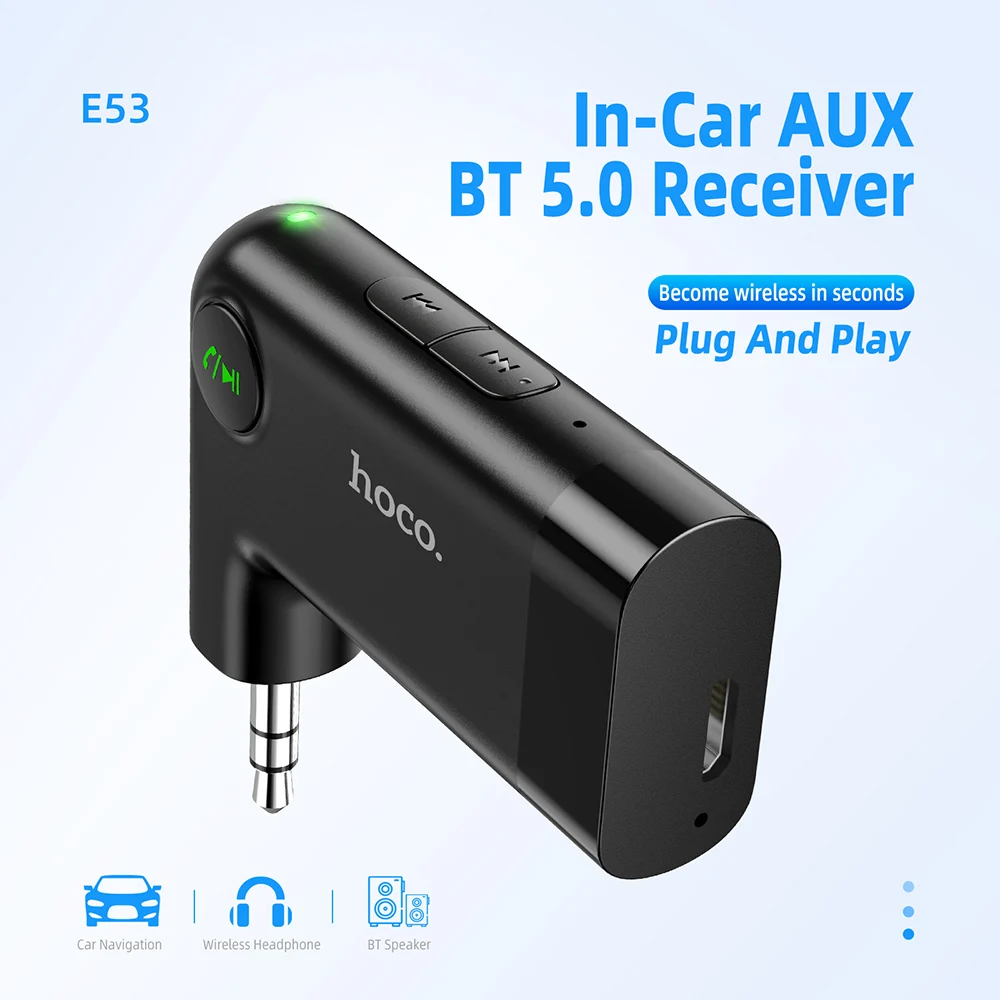 HOCO Wireless Bluetooth Car Receiver 3.5mm Transmitter Adapter For Music Audio Aux Handsfree