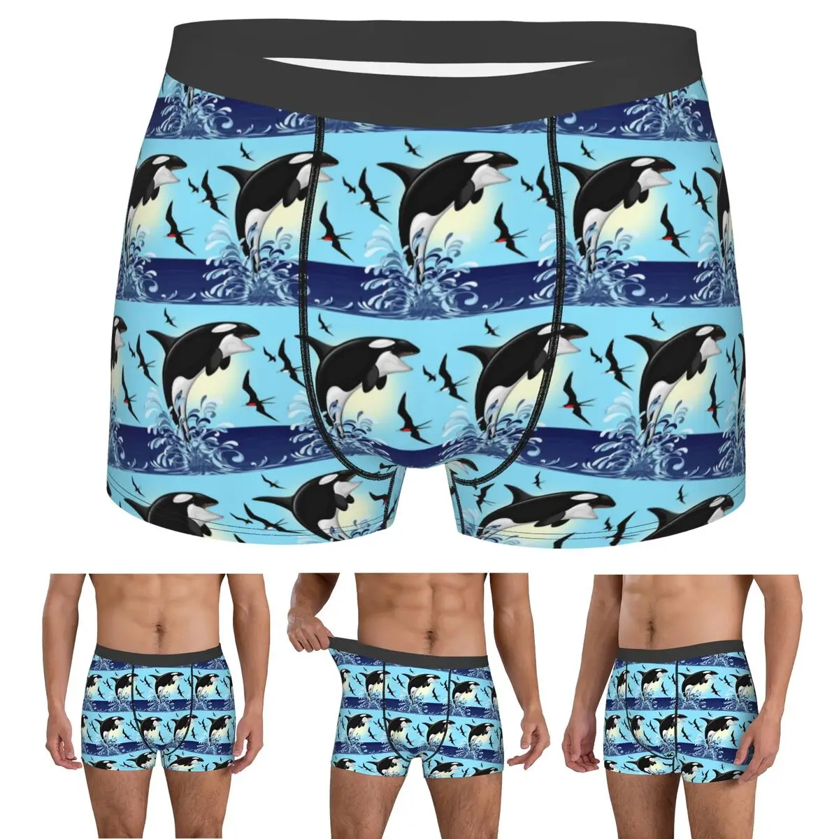 

Boxer Underpants Shorts Orca Killer Whale Jumping Out The Ocean Panties Men Soft Underwear for Homme Man Boyfriend Gift