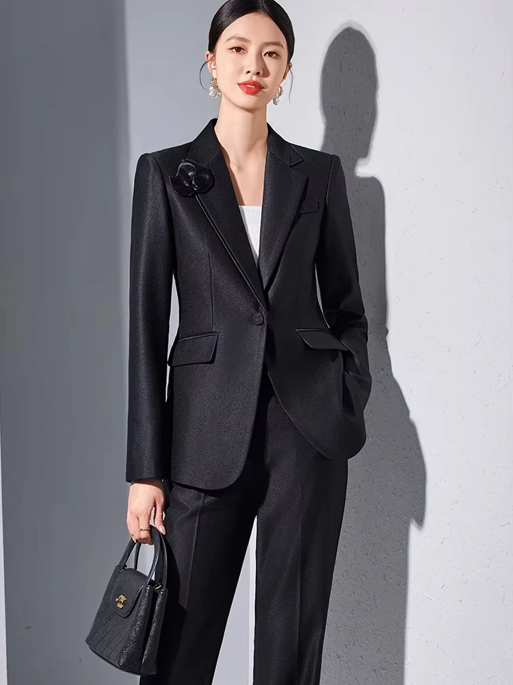 Herfst Winter Bruin Abrikoos Vrouwen Broekpak Kantoor Dames Vrouwelijke Zakelijke Werkkleding 2-delige Set Formele Blazer Jas En Broek