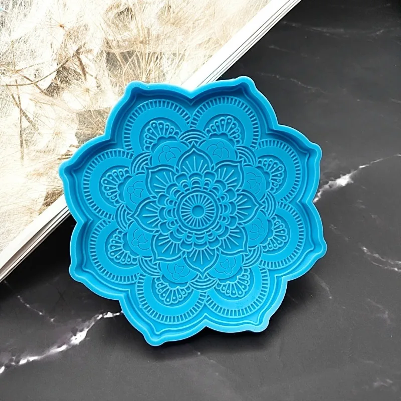 Mandala Coaster Silicone Mold Round Tray Cup Mat Epoxy Resin Casting Mould for DIY Resin Crafts Home Decoration Making Tools view 5